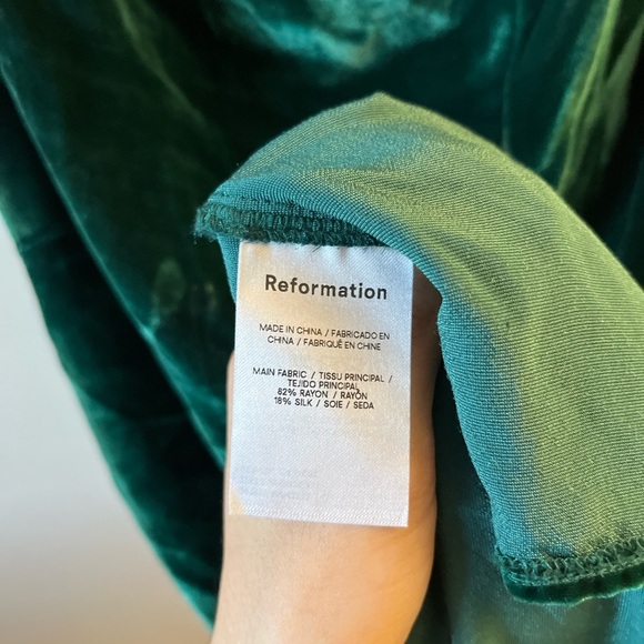Reformation Emerald Velvet Minna Dress - Picture 15 of 15
